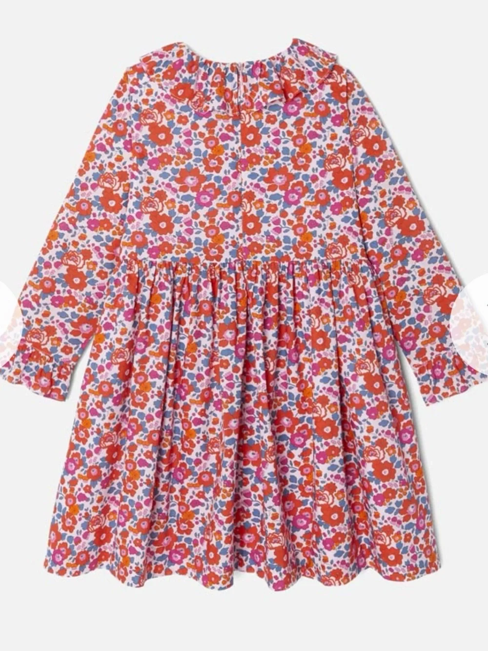 Jacadi Floral Long-Sleeve Dress in Pink and Orange